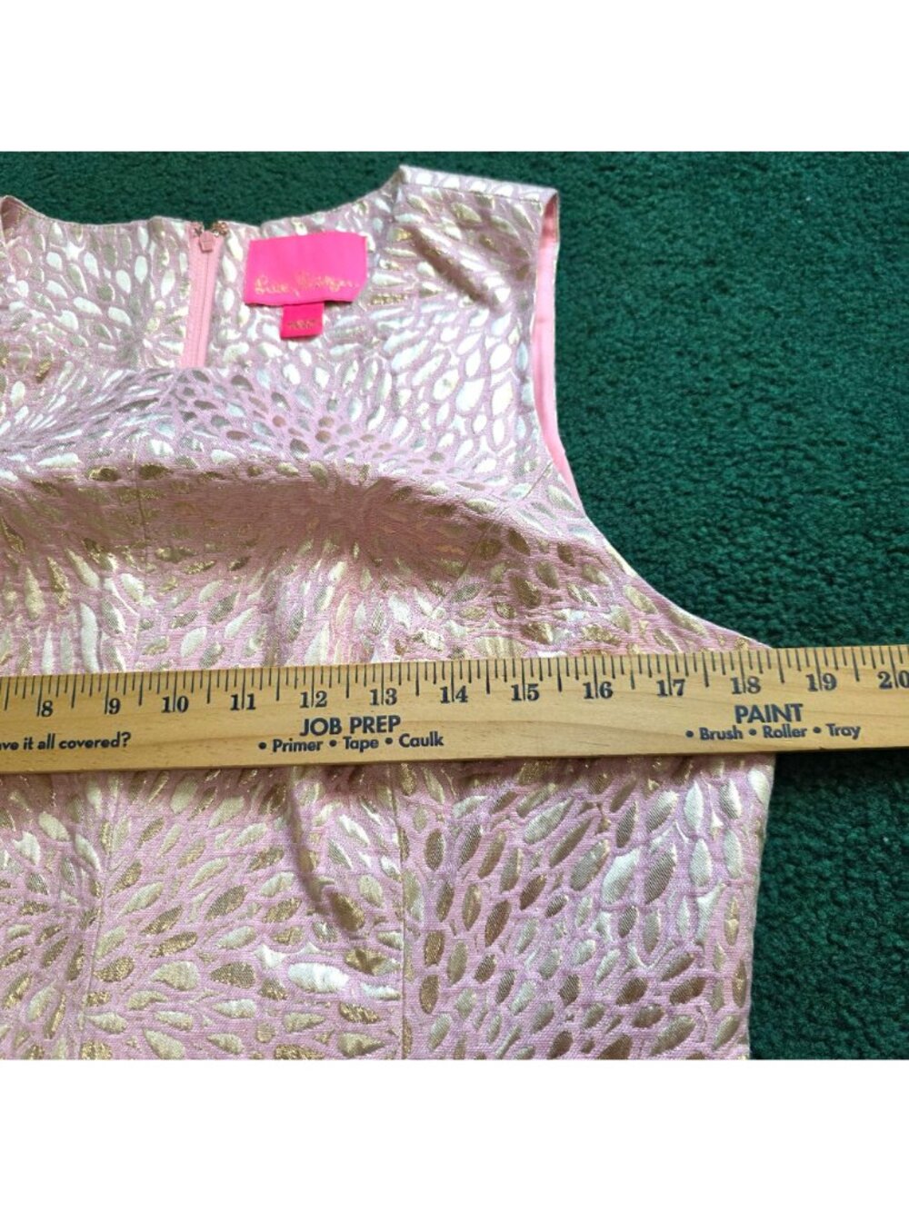 Lilly Pulitzer Abree Dress Sz M Prosseco Pink Lagoon Jacquard Gold Brocade EUC - Picture 6 of 10